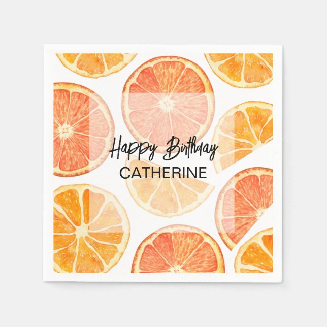 Servilleta De Papel Cumpleaños de verano de Citrus Slice naranja (Anverso)