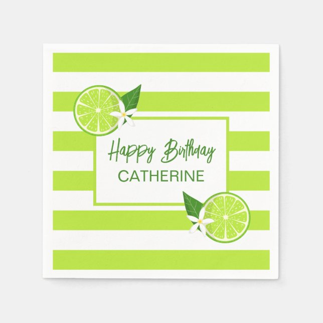 Servilleta De Papel Cumpleaños de verano del Citrus Lime Botánico (Anverso)