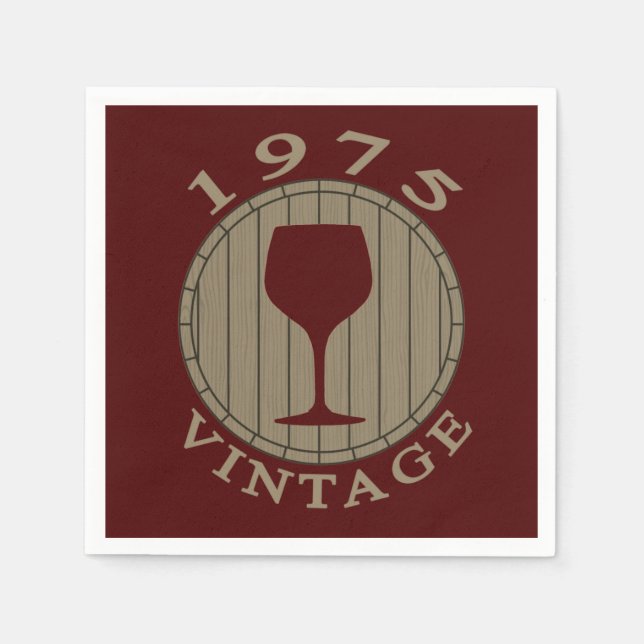 Servilleta De Papel Cumpleaños de Wine Lover 1975 (Anverso)