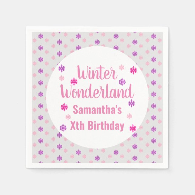 Servilleta De Papel Cumpleaños de Winter Wonderland (Anverso)