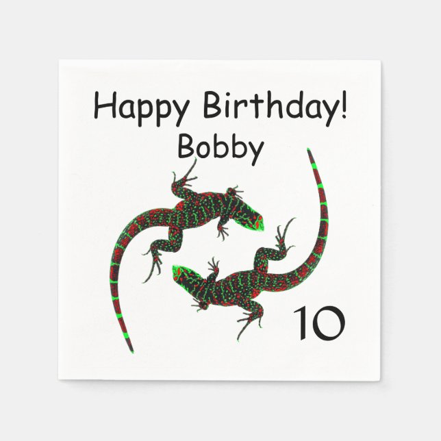 Servilleta De Papel Cumpleaños de Yin Yang Lizards (Anverso)