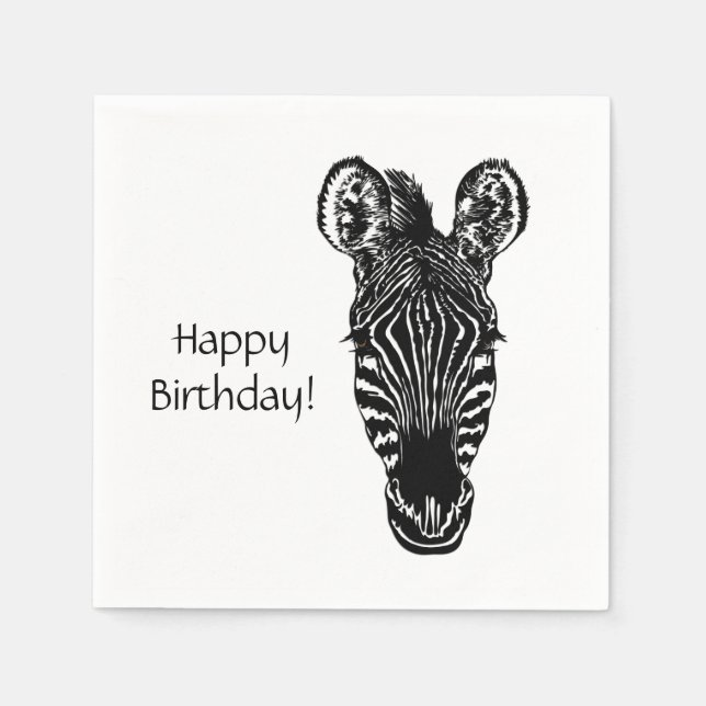 Servilleta De Papel Cumpleaños de Zebra (Anverso)