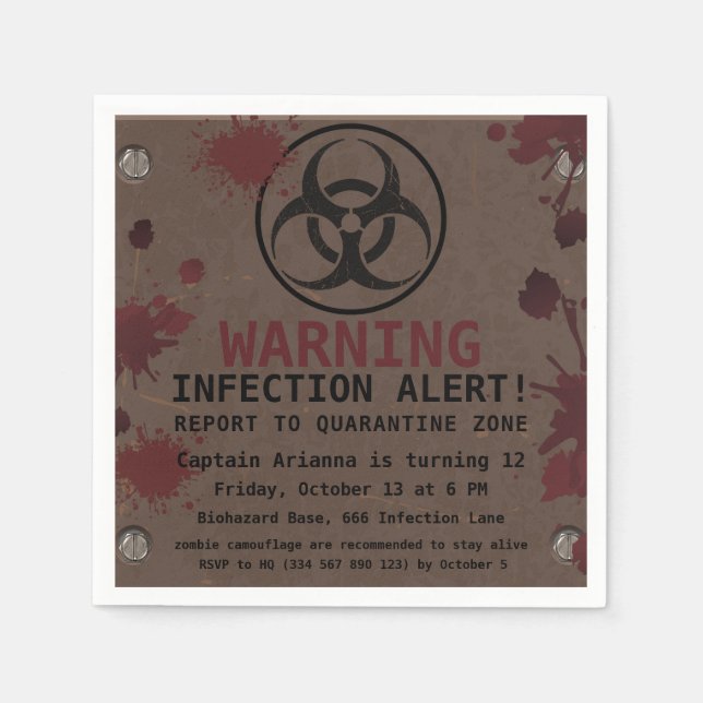 Servilleta De Papel Cumpleaños del apocalipsis zombie | Halloween Bioh (Anverso)