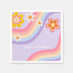 Servilleta De Papel Cumpleaños del arco iris retro
