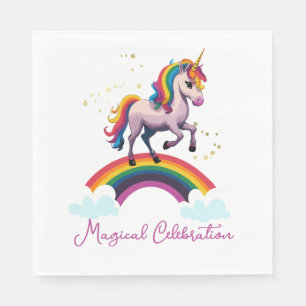 Servilleta De Papel Cumpleaños del arcoiris de Unicornio colorido y má