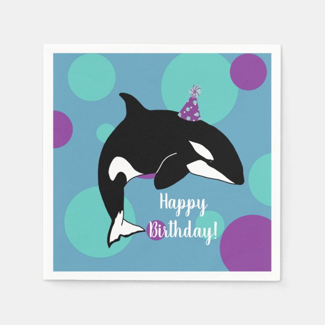 Servilleta De Papel Cumpleaños del asesino de ballenas personalizable  (Anverso)