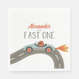 Servilleta De Papel Cumpleaños del Auto de Carreras Azul Fast One