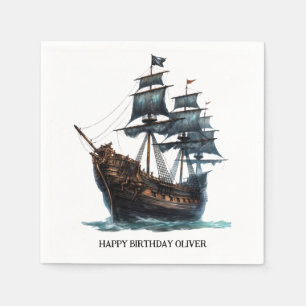 Servilleta De Papel Cumpleaños del Barco Pirata Negro