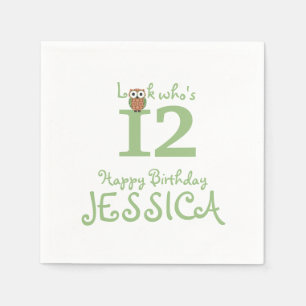 Servilleta De Papel Cumpleaños del búho de pitido feliz