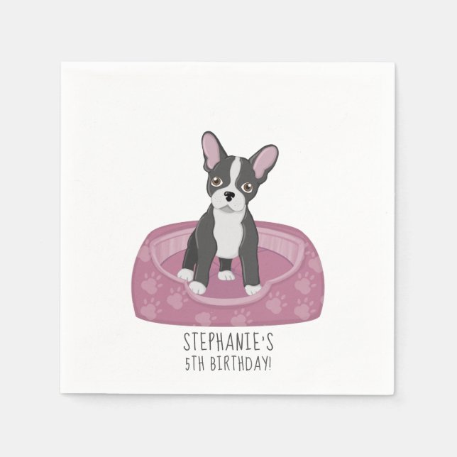 Servilleta De Papel Cumpleaños del Bulldog francés (Anverso)
