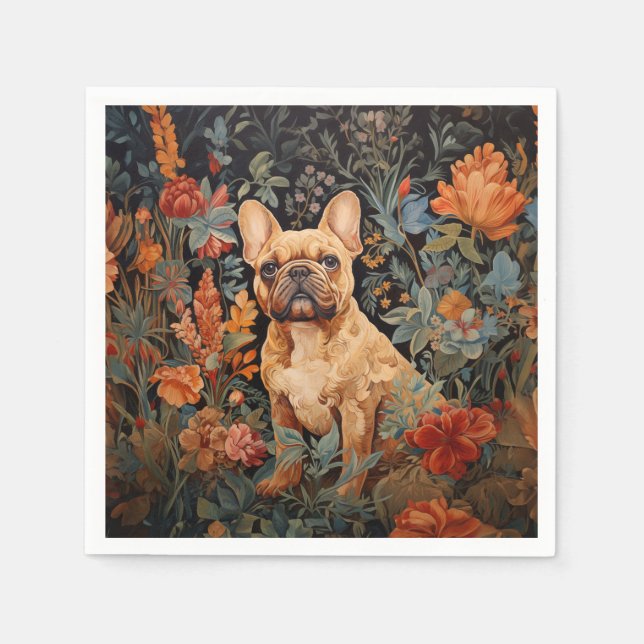 Servilleta De Papel Cumpleaños del Bulldog francés Frenchie Garden (Anverso)