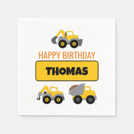 Servilleta De Papel Cumpleaños del camión de construcción