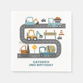 Servilleta De Papel Cumpleaños del camión de construcción