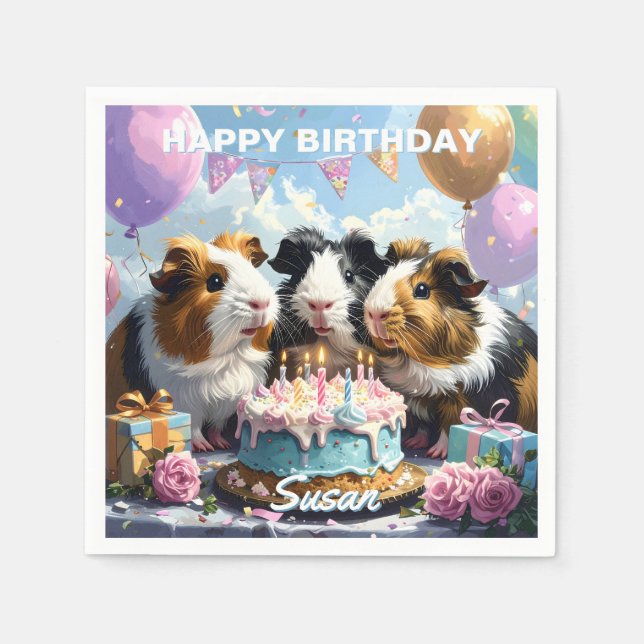 Servilleta De Papel Cumpleaños del Cerdo de Guinea (Anverso)