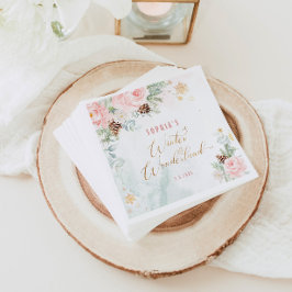 Servilleta De Papel cumpleaños del chica del invierno rosado Rubor won