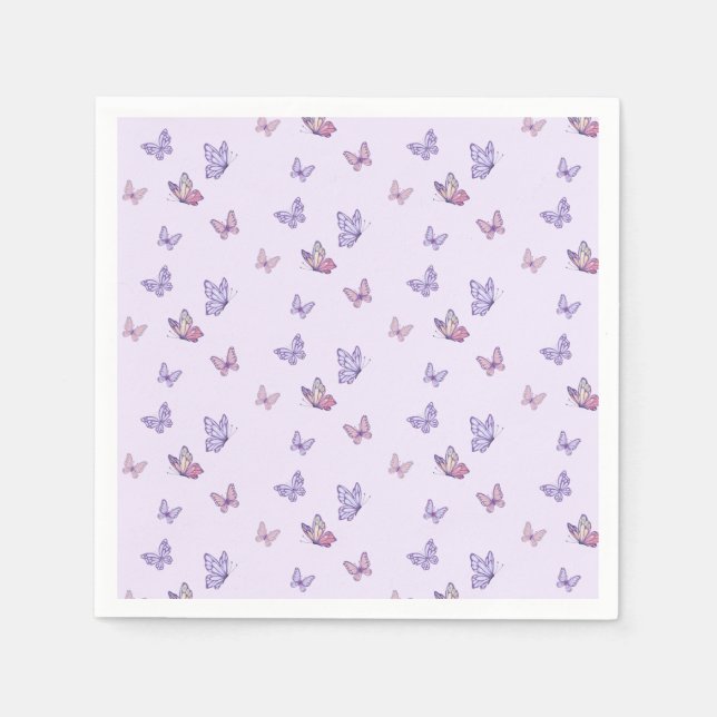 Servilleta De Papel Cumpleaños del chica Mariposa Morada (Anverso)