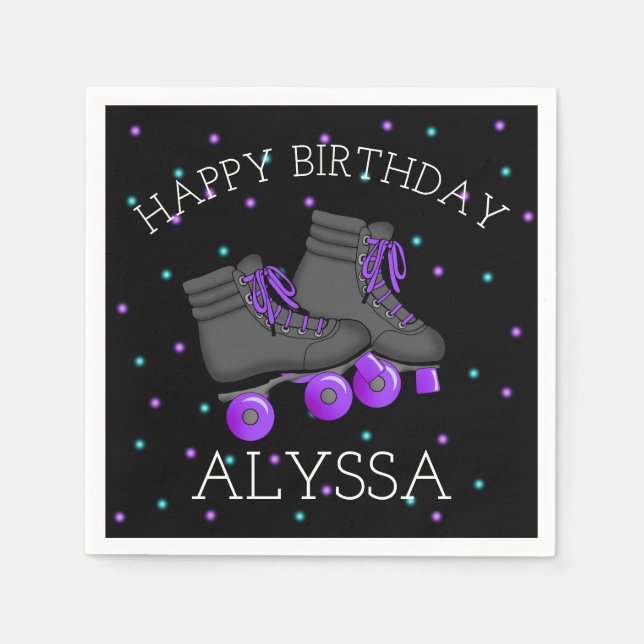 Servilleta De Papel Cumpleaños del chica Roller Skate (Anverso)
