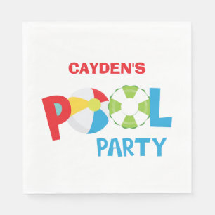 Servilleta De Papel Cumpleaños del chico de la fiesta de piscina