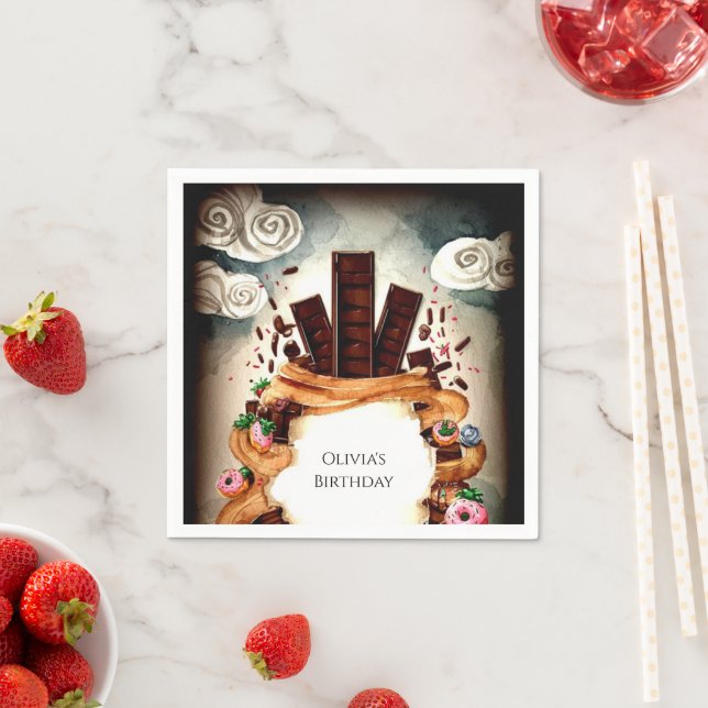 Servilleta De Papel Cumpleaños del chocolate infantil simple (In situ)