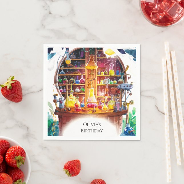 Servilleta De Papel Cumpleaños del Científico Mágico Simple para Niños (In situ)