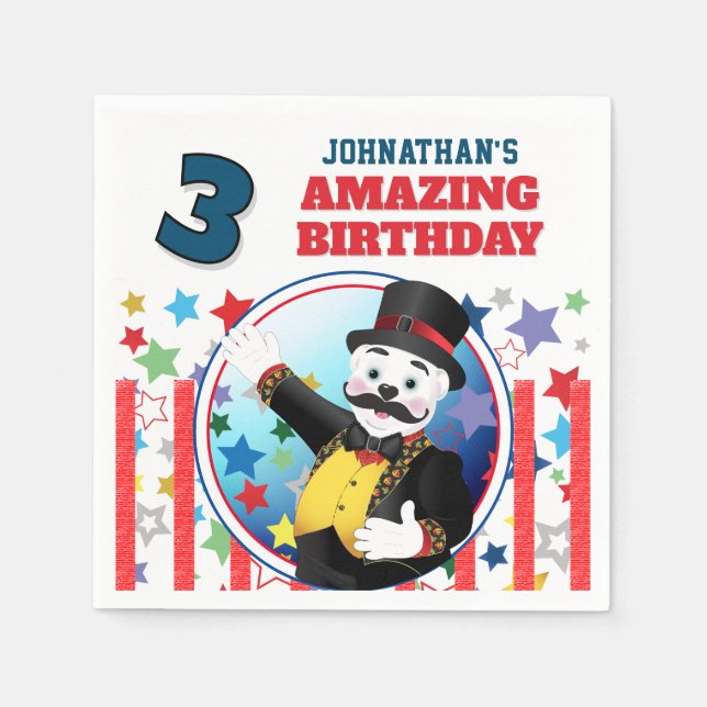 Servilleta De Papel Cumpleaños del Circo del Oso Polar  (Anverso)