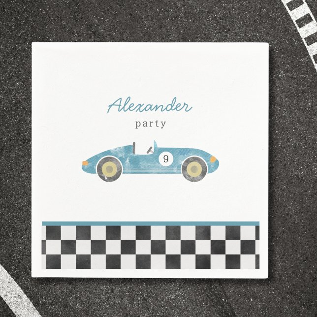 Servilleta De Papel cumpleaños del coche de carreras azules (Subido por el creador)