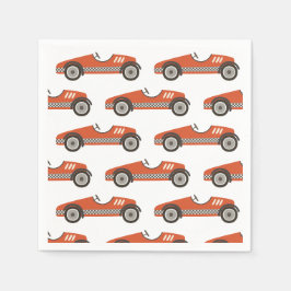 Servilleta De Papel Cumpleaños del coche de carreras vintage rojo