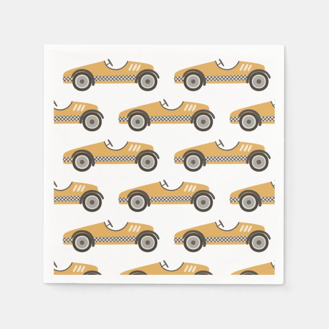 Servilleta De Papel Cumpleaños del coche de la raza amarilla (Anverso)