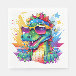 Servilleta De Papel Cumpleaños del Cocodrilo Rosa y Verde