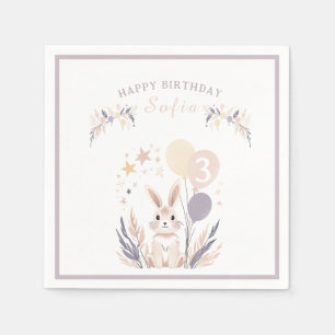 Servilleta De Papel Cumpleaños del Conejo Pastel Boho y los Globos
