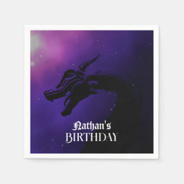 Servilleta De Papel Cumpleaños del dragón púrpura mítico