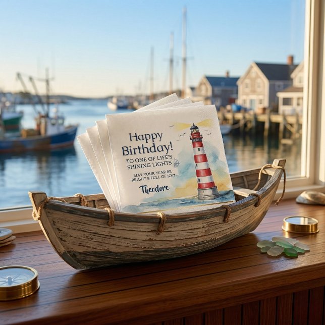 Servilleta De Papel Cumpleaños del Faro Luz Brillante (Perfect for your sailor friend)