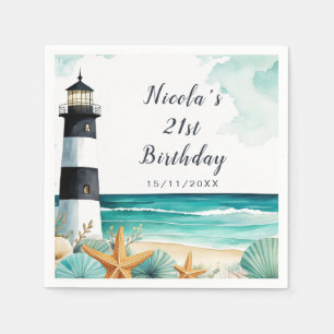 Servilleta De Papel Cumpleaños del faro náutico
