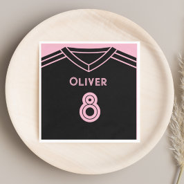 Servilleta De Papel Cumpleaños del Fiesta de fútbol rosa y negro de Mi