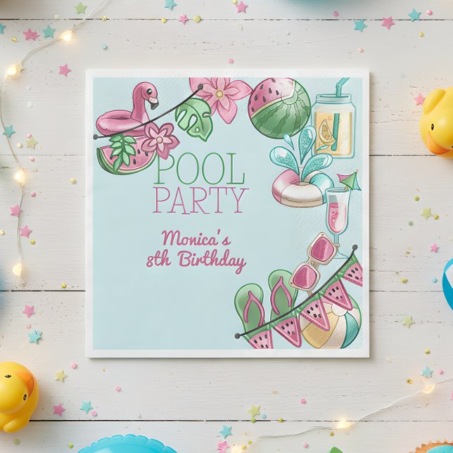 Servilleta De Papel Cumpleaños del fiesta de verano de la piscina (Subido por el creador)