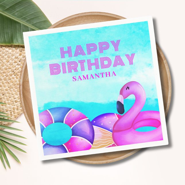Servilleta De Papel Cumpleaños del Fiesta Pink Pool (Subido por el creador)