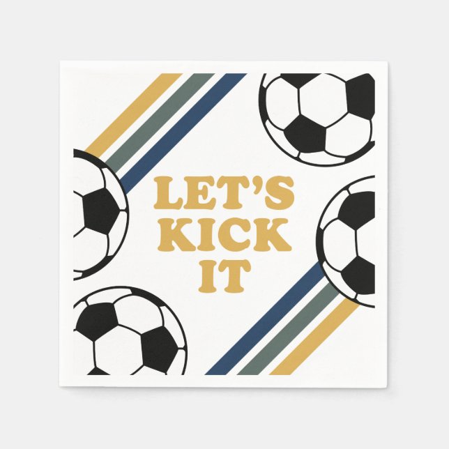 Servilleta De Papel Cumpleaños del Fútbol Retro (Anverso)