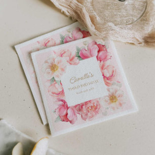 Servilleta De Papel Cumpleaños del jardín floral rosa