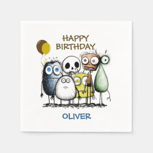 Servilleta De Papel Cumpleaños del Monstruo Divertido