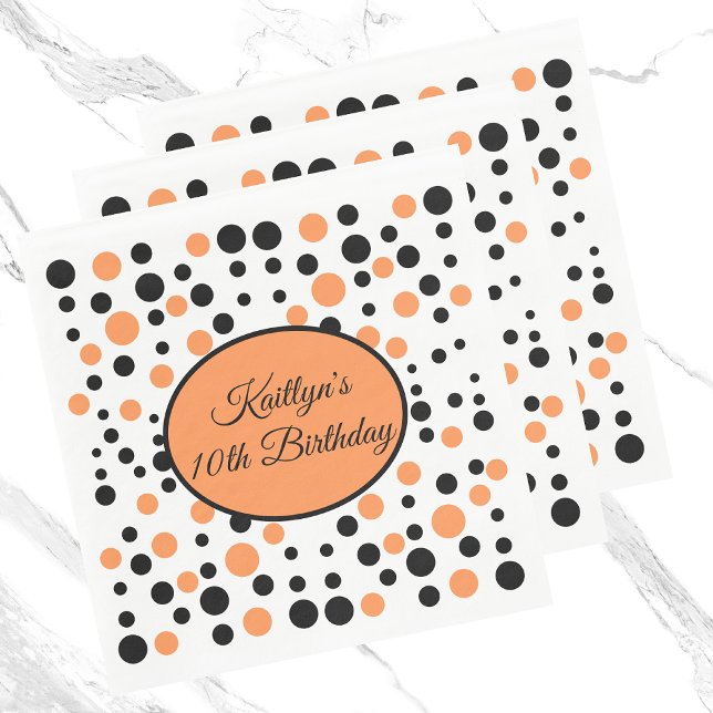 Servilleta De Papel Cumpleaños del naranja Polka Dot (Subido por el creador)