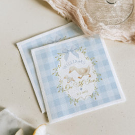 Servilleta De Papel Cumpleaños del niño de gingham azul Un ganso tonto