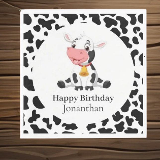 Servilleta De Papel Cumpleaños del niño de vaca (Make your child's birthday unforgettable with our exciting Cow Birthday theme!)