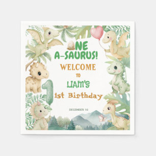 Servilleta De Papel Cumpleaños del Niño Dinosaurio Uno-A-Saurus 1er