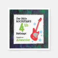 Cumpleaños del niño Rockstar con guitarra roja