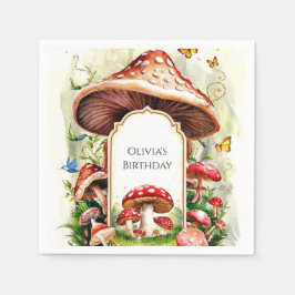 Servilleta De Papel Cumpleaños del Pastel Boho Mushroom