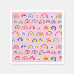 Servilleta De Papel Cumpleaños del Patrón Arcoiris Rosa