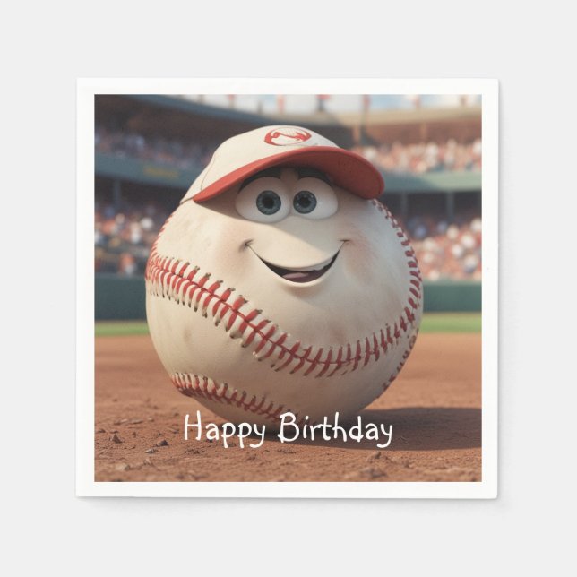 Servilleta De Papel Cumpleaños del personalizado de Béisbol (Anverso)