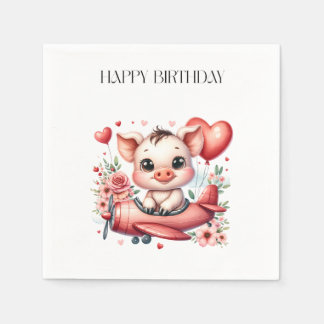 Servilleta De Papel Cumpleaños del piloto cerdo