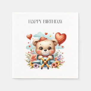 Servilleta De Papel Cumpleaños del piloto de osito de peluche
