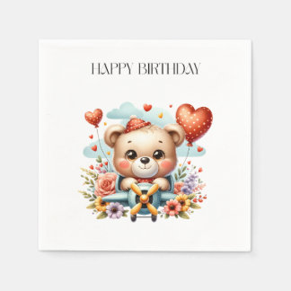 Servilleta De Papel Cumpleaños del piloto de osito de peluche